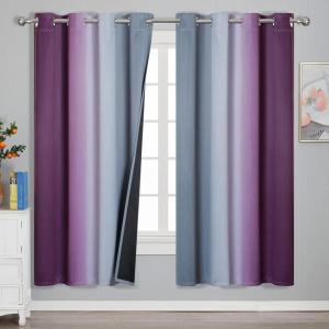 image:imageEstelar Textiler Ombre Grey and Purple Blackout Curtains 72 Inch Length 2 Panels Full Room Darkening Curtains for Living Room Grommet Thermal Insulated Gradient Drapes for Bedroom 52x72 Inch