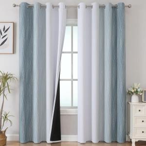 image:imageEstelar Textiler Stone Blue and Greyish White Blackout Curtains 84 Inches LongFull Room Darkening Grommet Curtains for BedroomThermal Insulated Ombre Blackout Drapes for Living Room52Wx84L2 Panels