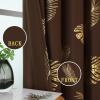 image:imageEstelar Textiler Brown Blackout Curtains for Living Room 84 Inch Length 2 Panels Set Gold Palm Leaves Printed Window Drapes Thermal Insulated Energy Saving Grommet Curtains for Bedroom 52Wx84L