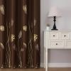 image:imageEstelar Textiler Brown Blackout Curtains for Living Room 84 Inch Length 2 Panels Set Gold Palm Leaves Printed Window Drapes Thermal Insulated Energy Saving Grommet Curtains for Bedroom 52Wx84L