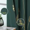 image:imageEstelar Textiler Green Blackout Curtains for Bedroom 84 Inches Long Thermal Insulated Energy Saving Grommet Curtains for Living Room Gold Palm Leaves Printed Window Drapes 52Wx84L 2 Panels