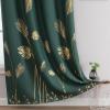 image:imageEstelar Textiler Green Blackout Curtains for Bedroom 84 Inches Long Thermal Insulated Energy Saving Grommet Curtains for Living Room Gold Palm Leaves Printed Window Drapes 52Wx84L 2 Panels