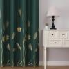 image:imageEstelar Textiler Green Blackout Curtains for Bedroom 84 Inches Long Thermal Insulated Energy Saving Grommet Curtains for Living Room Gold Palm Leaves Printed Window Drapes 52Wx84L 2 Panels