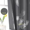 image:imageEstelar Textiler Window Curtain 2 Panels Blackout Thermal Insulated Light Blocking Silver Tropical Palm Blackout Curtains for Bedroom Living Room 52Wx96L Dark Grey 1 Pair
