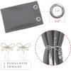 image:imageEstelar Textiler Window Curtain 2 Panels Blackout Thermal Insulated Light Blocking Silver Tropical Palm Blackout Curtains for Bedroom Living Room 52Wx96L Dark Grey 1 Pair