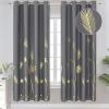 image:imageEstelar Textiler Blackout Curtains 72 inch Length 2 Panels Set Palm Tree and Wheat Pattern Grommet Curtains Light Blocking Thermal Insulated Window Blackout Drapes for Bedroom 52Wx72L Dark Grey