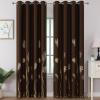 image:imageEstelar Textiler Brown Blackout Curtains for Living Room 84 Inch Length 2 Panels Set Gold Palm Leaves Printed Window Drapes Thermal Insulated Energy Saving Grommet Curtains for Bedroom 52Wx84L