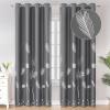 image:imageEstelar Textiler Window Curtain 2 Panels Blackout Thermal Insulated Light Blocking Silver Tropical Palm Blackout Curtains for Bedroom Living Room 52Wx96L Dark Grey 1 Pair