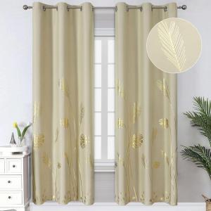 image:imageEstelar Textiler Blackout Curtains Palm Tree Leaf Curtains Energy Saving Curtains Room Darkening Window Curtain Drapes for Living Room 38Wx72L Beige 2 Drapes