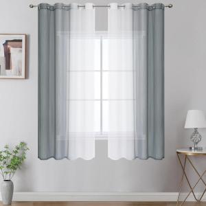image:imageEstelar Textiler Grey and White Ombre Semi Sheer Curtains 84 Inch Length for Living RoomGray Gradient Light Filtering Window Grommet Curtains amp Drapes with Stripes Design for Bedroom52Wx84L2 PanelsGrey and White