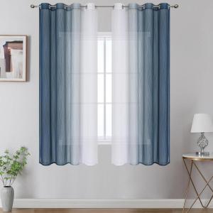 image:imageEstelar Textiler Grey and White Ombre Semi Sheer Curtains 84 Inch Length for Living RoomGray Gradient Light Filtering Window Grommet Curtains amp Drapes with Stripes Design for Bedroom52Wx84L2 PanelsNavy Blue and White