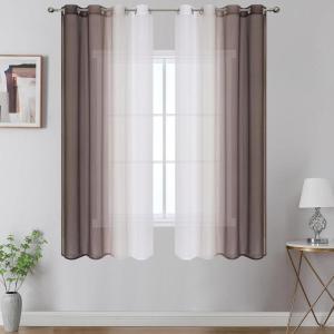 image:imageEstelar Textiler Grey and White Ombre Semi Sheer Curtains 84 Inch Length for Living RoomGray Gradient Light Filtering Window Grommet Curtains amp Drapes with Stripes Design for Bedroom52Wx84L2 PanelsBrown and White