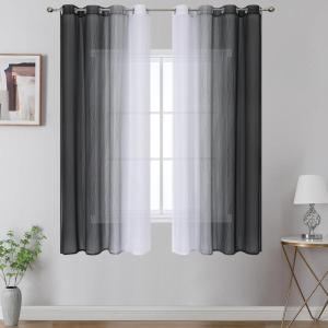 image:imageEstelar Textiler Grey and White Ombre Semi Sheer Curtains 84 Inch Length for Living RoomGray Gradient Light Filtering Window Grommet Curtains amp Drapes with Stripes Design for Bedroom52Wx84L2 PanelsBlack and White