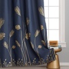 image:imageEstelar Textiler Navy Blue Blackout Curtain Extra Wide for Sliding Door 120W x 84L Inch Thermal Insulated Window Curtain with Elegant Gold Palm Tree for Dining Room 10ft Wide x7ft Long 1 Panel