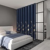 image:imageEstelar Textiler Navy Blue Blackout Curtain Extra Wide for Sliding Door 120W x 84L Inch Thermal Insulated Window Curtain with Elegant Gold Palm Tree for Dining Room 10ft Wide x7ft Long 1 Panel