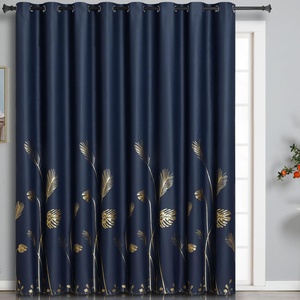 image:imageEstelar Textiler Navy Blue Blackout Curtain Extra Wide for Sliding Door 120W x 84L Inch Thermal Insulated Window Curtain with Elegant Gold Palm Tree for Dining Room 10ft Wide x7ft Long 1 Panel