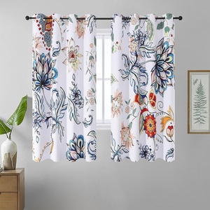 image:imageEstelar Textiler Black Boho Floral Printed Curtains 84 inches Long 2 Panels for BedroomBlack Out Curtains Grommet Thermal Insulated Room Darkening Window Drapes for Living Room Nursery52Wx84LWhite Blue Floral