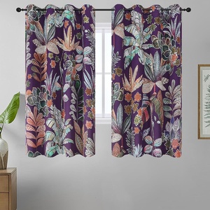 image:imageEstelar Textiler Black Boho Floral Printed Curtains 84 inches Long 2 Panels for BedroomBlack Out Curtains Grommet Thermal Insulated Room Darkening Window Drapes for Living Room Nursery52Wx84LLeaf Printpurple
