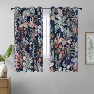 image:imageEstelar Textiler Black Boho Floral Printed Curtains 84 inches Long 2 Panels for BedroomBlack Out Curtains Grommet Thermal Insulated Room Darkening Window Drapes for Living Room Nursery52Wx84LLeaf Printnavy Blue