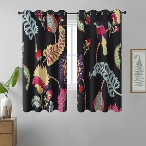 image:imageEstelar Textiler Black Boho Floral Printed Curtains 84 inches Long 2 Panels for BedroomBlack Out Curtains Grommet Thermal Insulated Room Darkening Window Drapes for Living Room Nursery52Wx84LBird and Feather Print