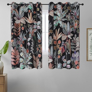 image:imageEstelar Textiler Black Boho Floral Printed Curtains 84 inches Long 2 Panels for BedroomBlack Out Curtains Grommet Thermal Insulated Room Darkening Window Drapes for Living Room Nursery52Wx84LLeaf Printblack