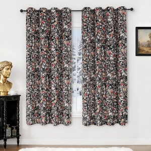 image:imageEstelar Textiler Black Boho Floral Printed Curtains 84 inches Long 2 Panels for BedroomBlack Out Curtains Grommet Thermal Insulated Room Darkening Window Drapes for Living Room Nursery52Wx84LVelvet Black