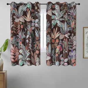image:imageEstelar Textiler Black Boho Floral Printed Curtains 84 inches Long 2 Panels for BedroomBlack Out Curtains Grommet Thermal Insulated Room Darkening Window Drapes for Living Room Nursery52Wx84LLeaf Printbrown