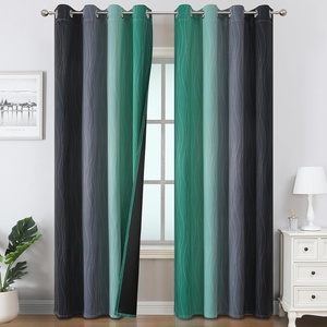 image:imageEstelar Textiler Black and Green Ombre Blackout Curtains 84 Inch Length 2 Panels Set for Living Room Energy Saving Thermal Insulated Light Blocking Grommet Window Drapes for Bedroom52Wx84L2 Panels