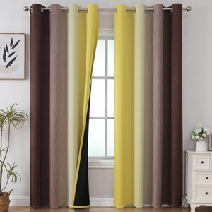 image:imageEstelar Textiler Brown and Yellow Blackout Curtains for Bedroom Thermal Insulated Ombre Drapes 84 Inches Long Full Room Darkening Energy Saving Curtains for Living Room 52Wx84L 2 Panels