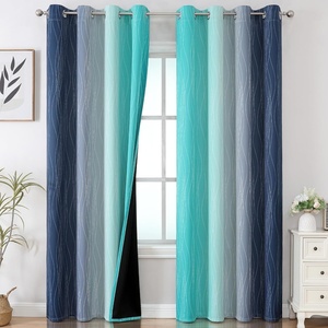image:imageEstelar Textiler Navy Blue and Teal Gradient Blackout Curtains for Bedroom Thermal Insulated Ombre Blackout Drapes Full Room Darkening Energy Saving Curtains for Living Room52Wx84L2 Panels