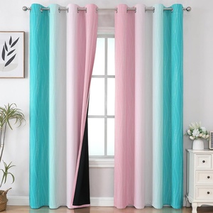 image:imageEstelar Textiler Pink and Teal Gradient Blackout Curtains for Bedroom Thermal Insulated Ombre Drapes 84 Inches Long Full Room Darkening Energy Saving Curtains for Living Room 52Wx84L 2 Panels